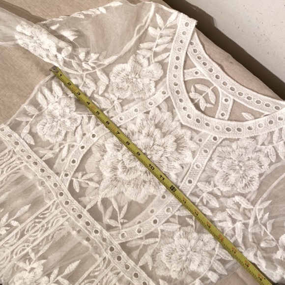 Beulah Maxi Dress all over embroidery long sleeved White with scalloped edges - Picture 8 of 8